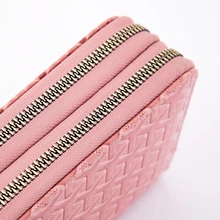  New Women's Wallet Long Two Zipper 3d Pattern Patent Leather Purse Large Capacity Clutch Soft Mobile Phone Wallets For Women 