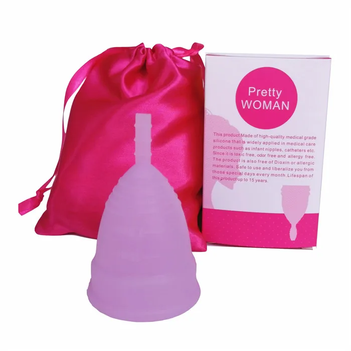 Медицинская силиконовая менструальная чашка, женская гигиеническая копа, менструальная Женская чашка, менструальная чашка - Цвет: A14-1Cup-Box-Purple