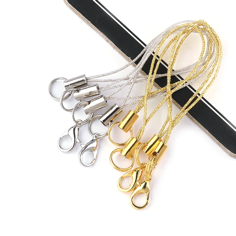 SAUVOO 20/50pcs Gold Double Circle Lobster Clasp Lanyard Strap Cord Cell Phone Mobile Straps Craft Pendant Diy Handmade Material