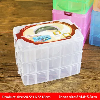 

3 Layer 30 Grids Transparent Portable Large Adjustable Jewelery Organizer Storage Box Container Case Display Home storage