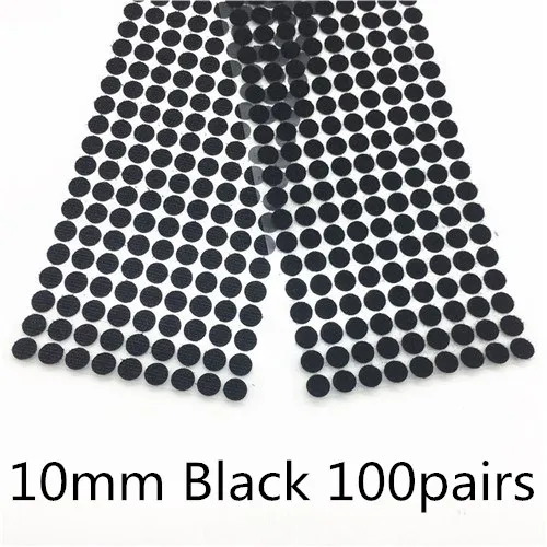10mm black 100pairs 100 пар 10 мм Цветная Клейкая крепежная лента в горошек липучка и петля Волшебная Наклейка круглая прочная Самоклеящаяся Двойная блокирующая волшебная лента - Цвет: 10mm black 100pairs