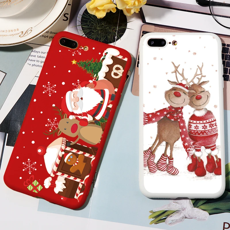 

Merry Christmas Santa Claus Deer Print Silicone Soft TPU Case For iPhone 11 Pro 7 8 6 6S Plus XR X XS Max 5 5S SE Case Back Capa