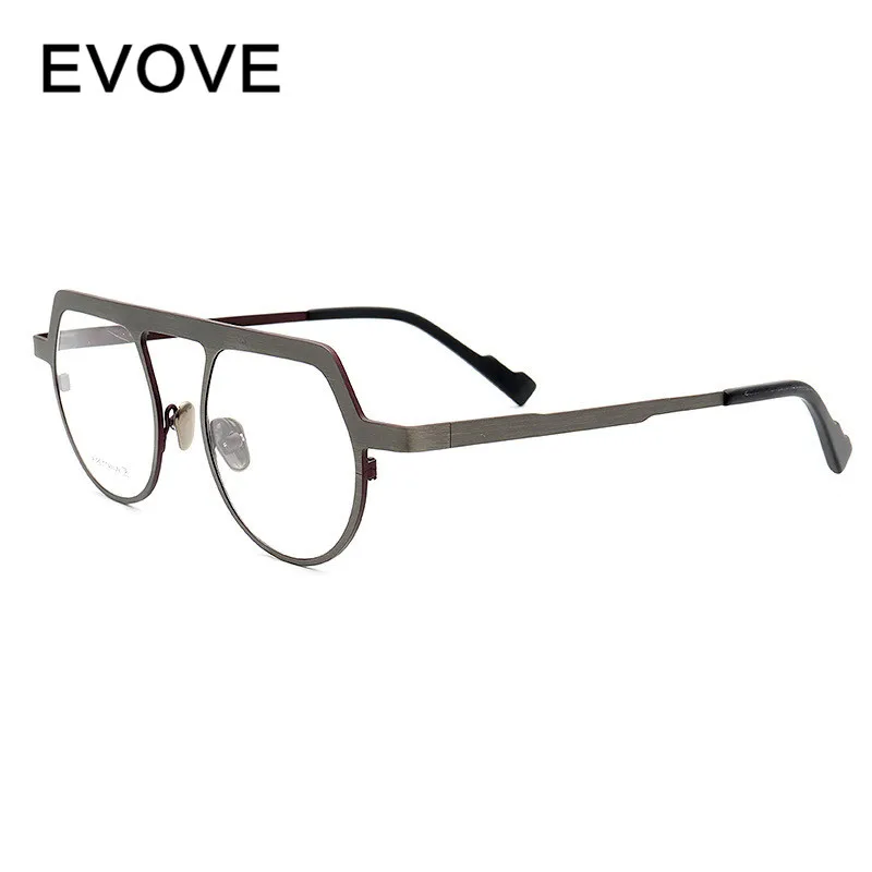 

Evove Titanium Eyeglasses Men Polygon Glasses Frame Man Spectacles for Optic Anti Blue Photochromic Lens Progressive Novelty