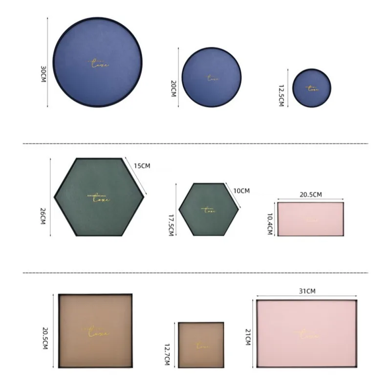 Горячая кожа металлический лоток для хранения ювелирных изделий дисплей пластина ожерелье кольцо серьги косметический лоток украшение Органайзер принадлежности для хранения