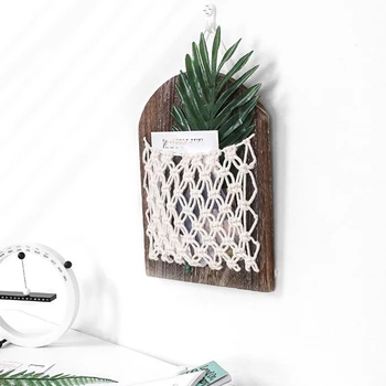 

Wood Hanging Decor Hanging Storage Bag Kid Room Wall Decoration Cute Home Living Room Door Storage Organizer