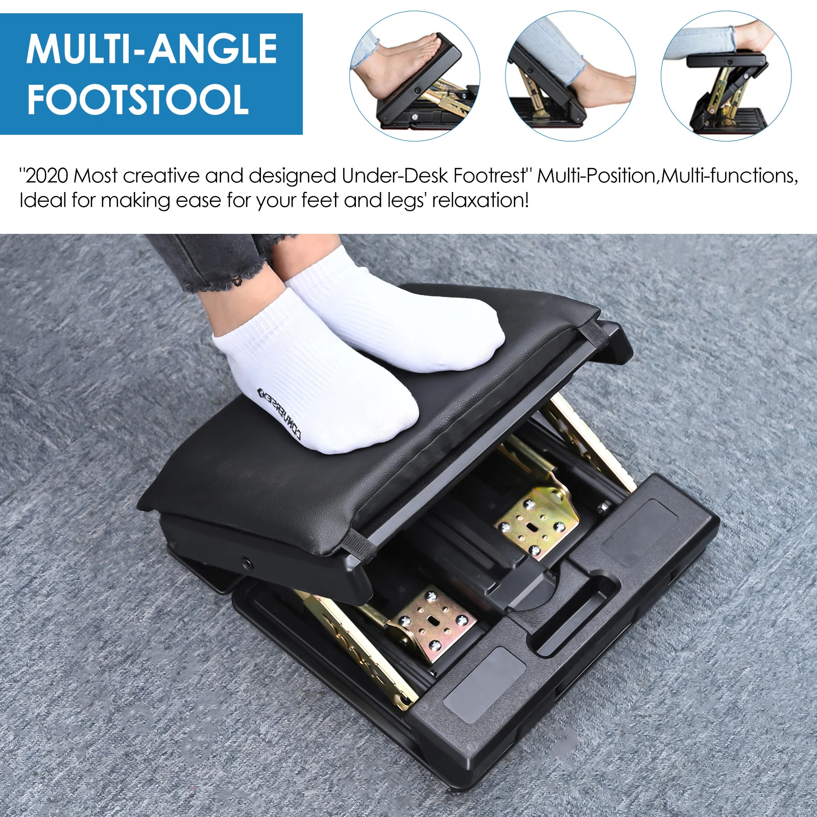 Adjustable Footrest With Removable Soft Foot Rest Pad Max-Load