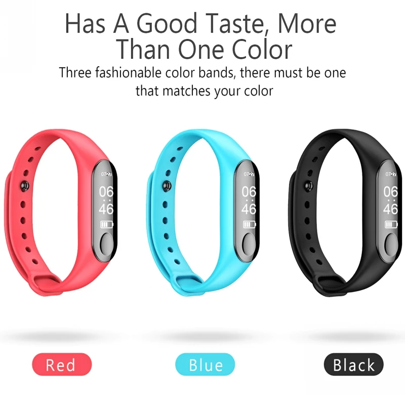 0,8" M3 Bluetooth 4,0 Смарт-часы несколько видов спорта секундомер режимы кровяное давление браслет OLED сенсорный Smartband для Android IOS