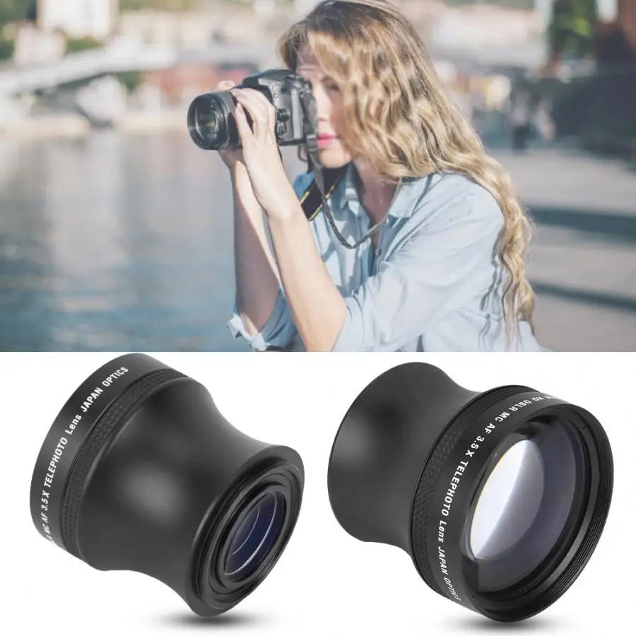 Lentille 52 мм 3.5X Универсальный телеконвертер из алюминиевого сплава телеобъектив DSLR