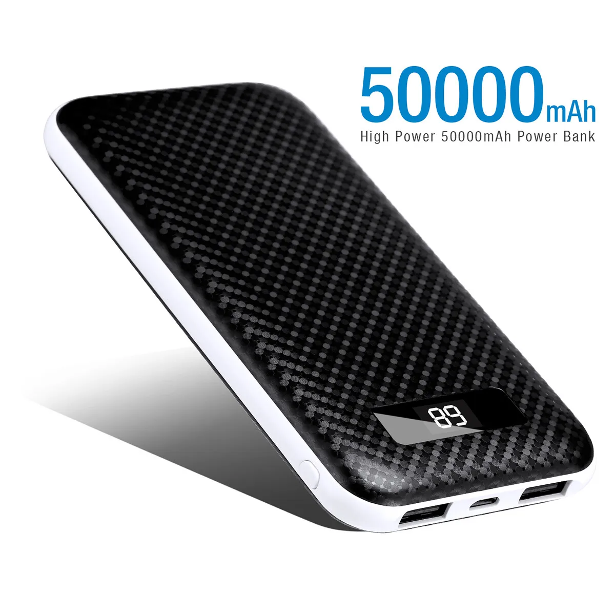 Bold and Powerful: 50000mAh LCD Display Powerhouse - Fast Charging Portable Charger for Phones and Tablets!