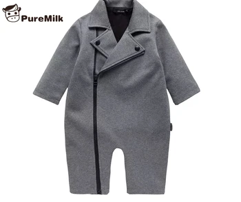 

PureMilk Baby Romper Long Sleeve Baby Boys Clothes Grey/Black Spring Clothes