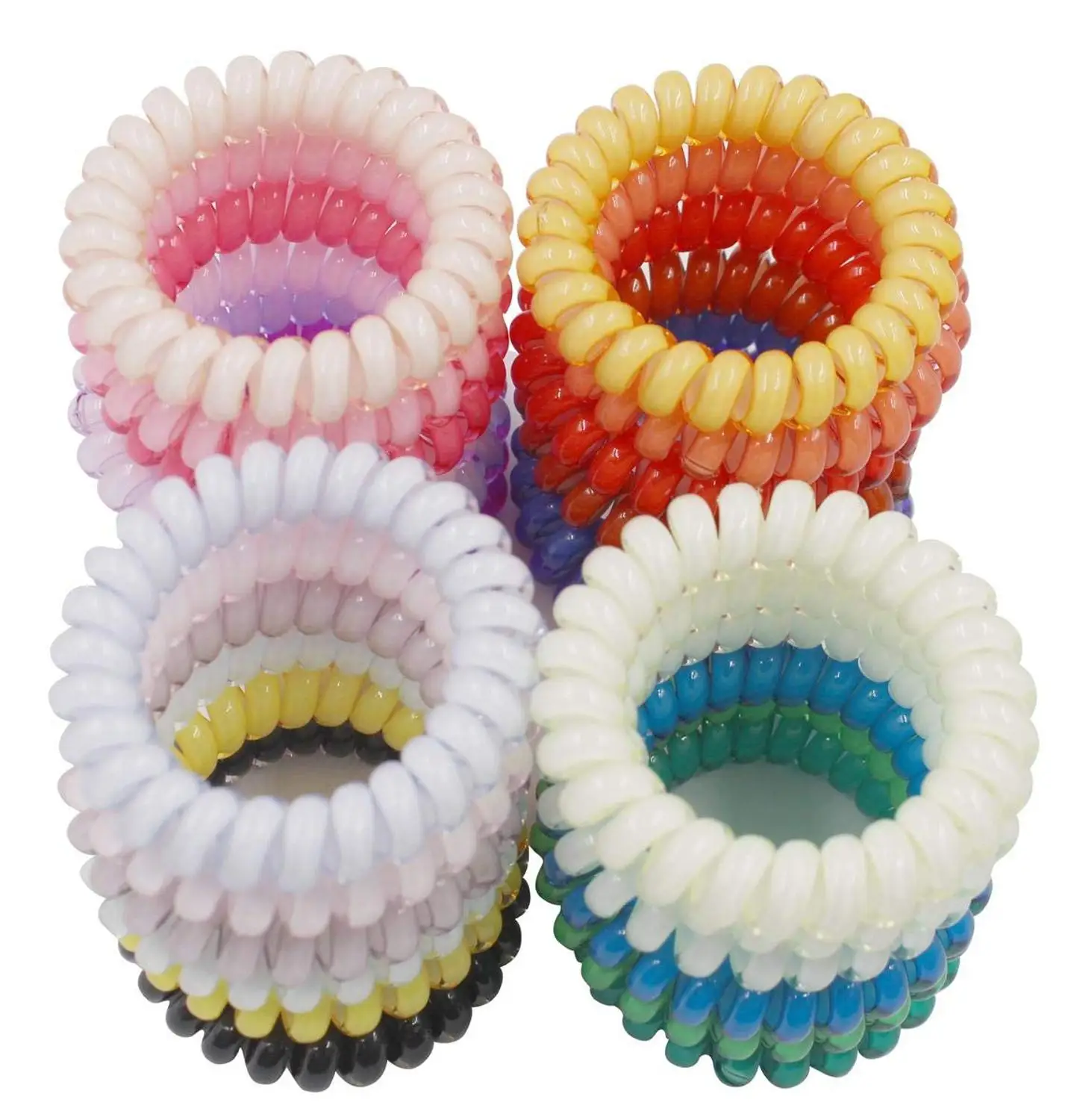 

12 Pcs Spiral Hair Ties No Crease, Coil Hair Ties Phone Cord Hair Ties Candy Colors Spiral Telephone Hair Ties Colorful Hair Acc