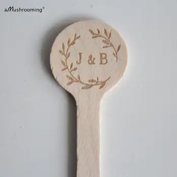 

x120 laser initials wreath wood Stir Sticks Monogram Stir Sticks Party Swizzle Beveragle Stirrers cafe party wedding birthday