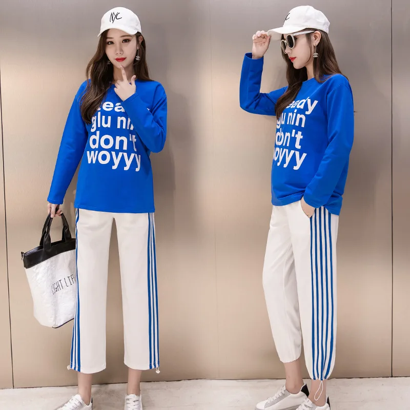 

Pregnant Women Autumn Clothing Set Fashion Models 2019 New Style Autumn Nursing Shirt Maternity Pants Two-Piece Set