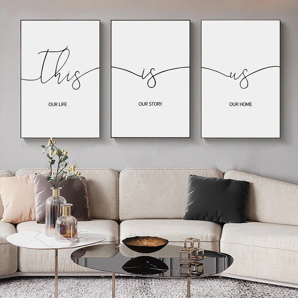 Black This Is Our Life Wall Art Love Home Posters and Prints Nordic Minimalist Canvas Painting Picture or Living Room | Дом и сад