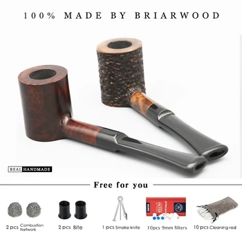 

 Smoker 2Pcs BriarwoodTobacco Pipe Beautiful Hammer Desktop WoodenPipe Smootharved Type With Free Smoking Tools FREESHIPPING