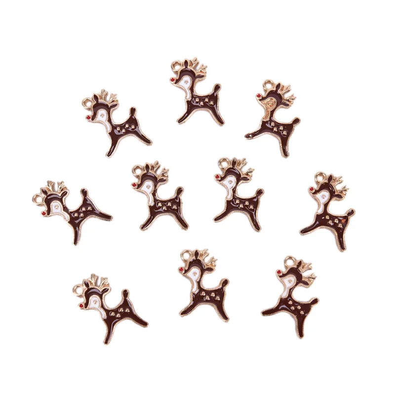 brown 10 шт./компл. Мода сплав Sika Олень Эмаль Подвески Прекрасный поделки животных кулон ювелирные изделия ручной работы серьги подвески для Цепочки и ожерелья браслета - Окраска металла: brown