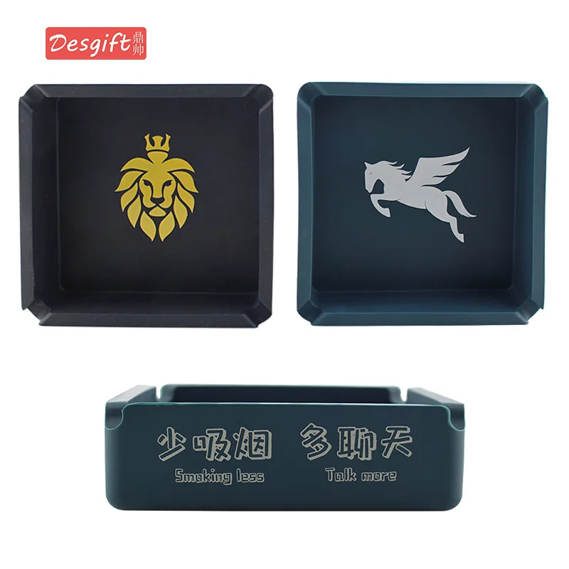 Silica Gel Ashtray Large Size Ashtray Square Ashtray Customizable Logo Advertisement Ash Tray Gift Cool Smoking Set