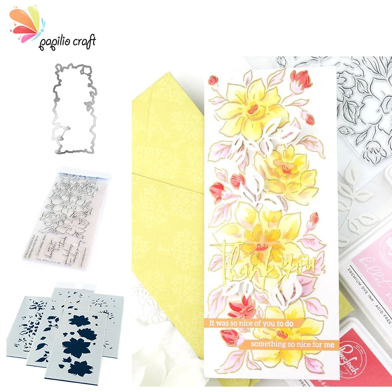 Floral Cutting Die and Stencil Set for Scrapbooking and Card Making