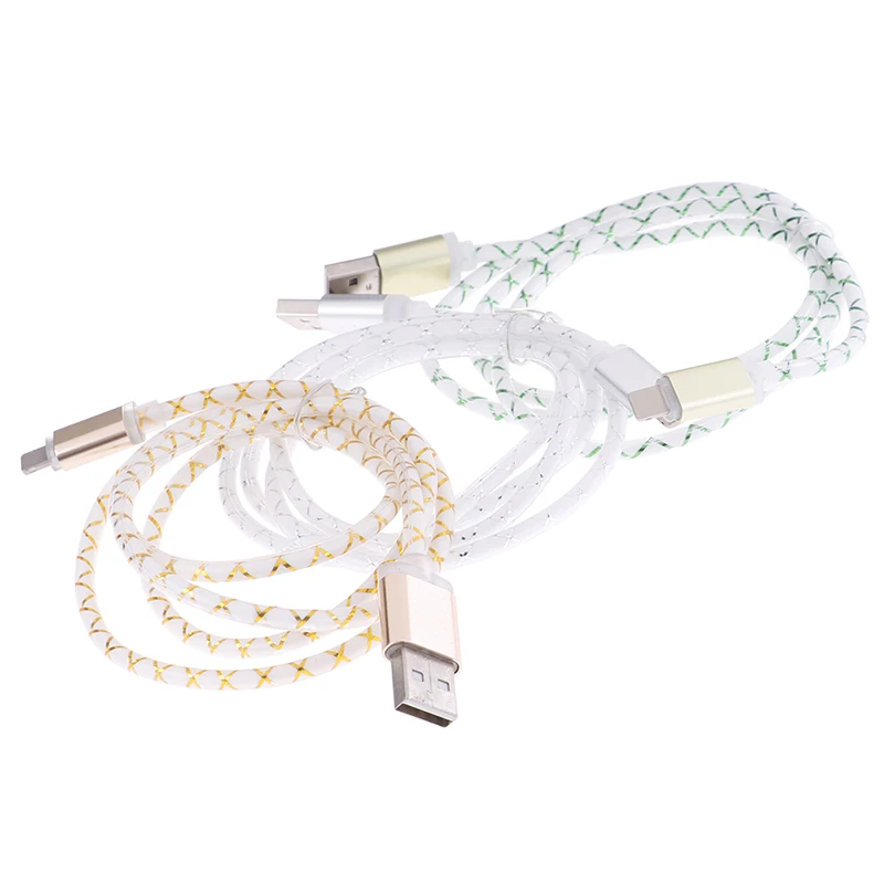 USB Cable Data Sync Charger Cord Fabric For IPhone LED Light Micro USB Charger Cable Charging Cord 100cm