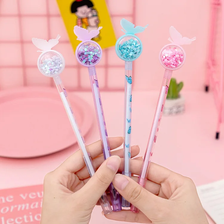 100pcs Cute Glitter Pens Cute Butterfly Gel Pens For School Korean