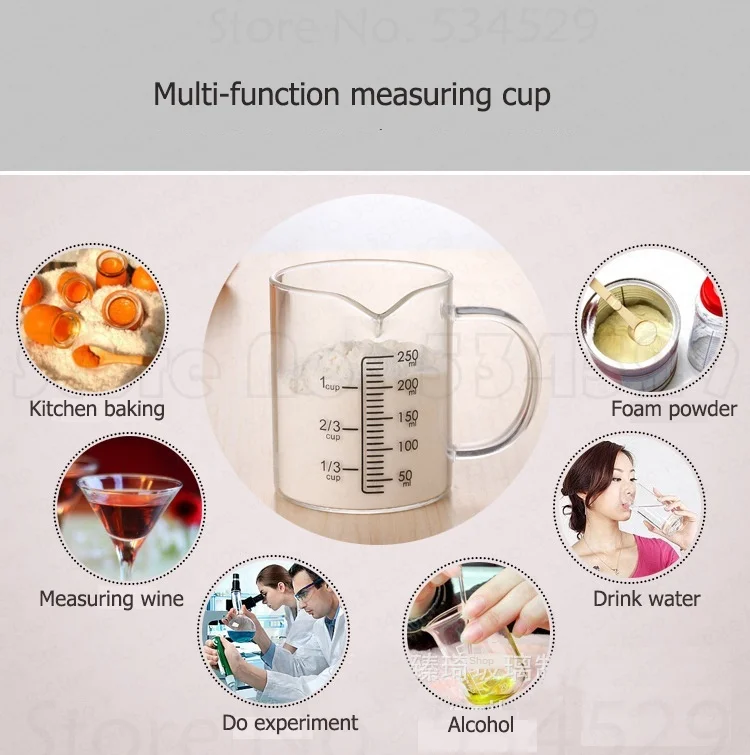 A Measuring Spoon High Temperature Glass Liquid Cup Milk Metering Device With Scale 350/500ml | Дом и сад