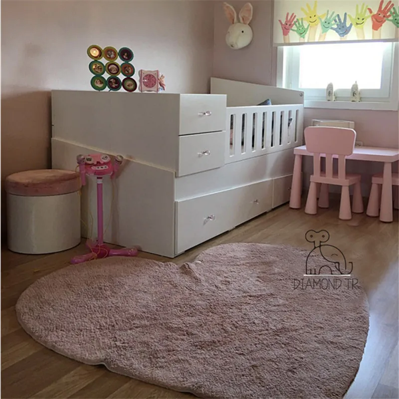 Heart-Shaped Cotton Girls Bedroom Rugs 120cm Baby Crawling Mat Children's Play Mat Nordic Home Decor Studio Photography Props