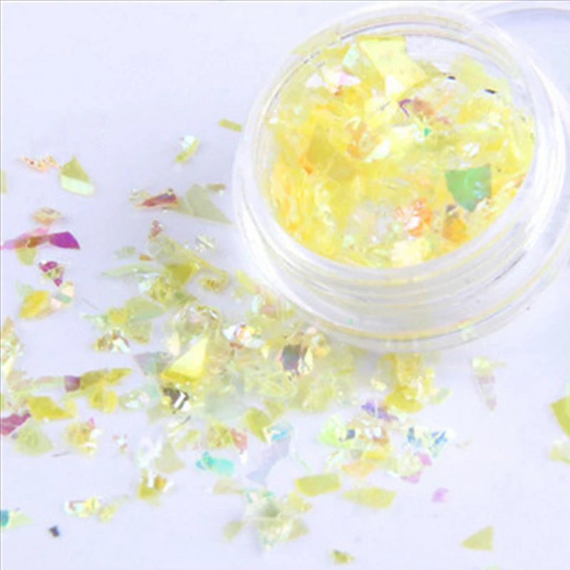 

1 Box Holographic Nail Art Decoration For Design Laser Pink Yellow Shredded Cellophane Acrylic Nail Art Decals Manicure Tool