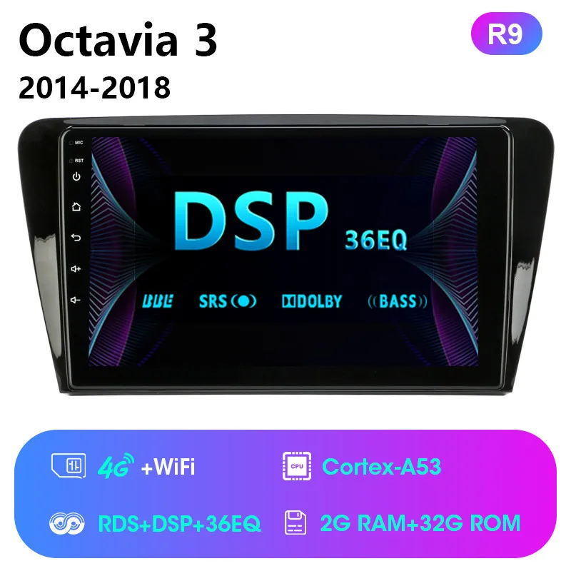 Автомобильный радиоприемник Jansite 1" Android для Skoda Octavia 3- 4G RDS Авторадио 2.5D ips сенсорный экран Bluetooth плеер с CANBUS - Цвет: R9