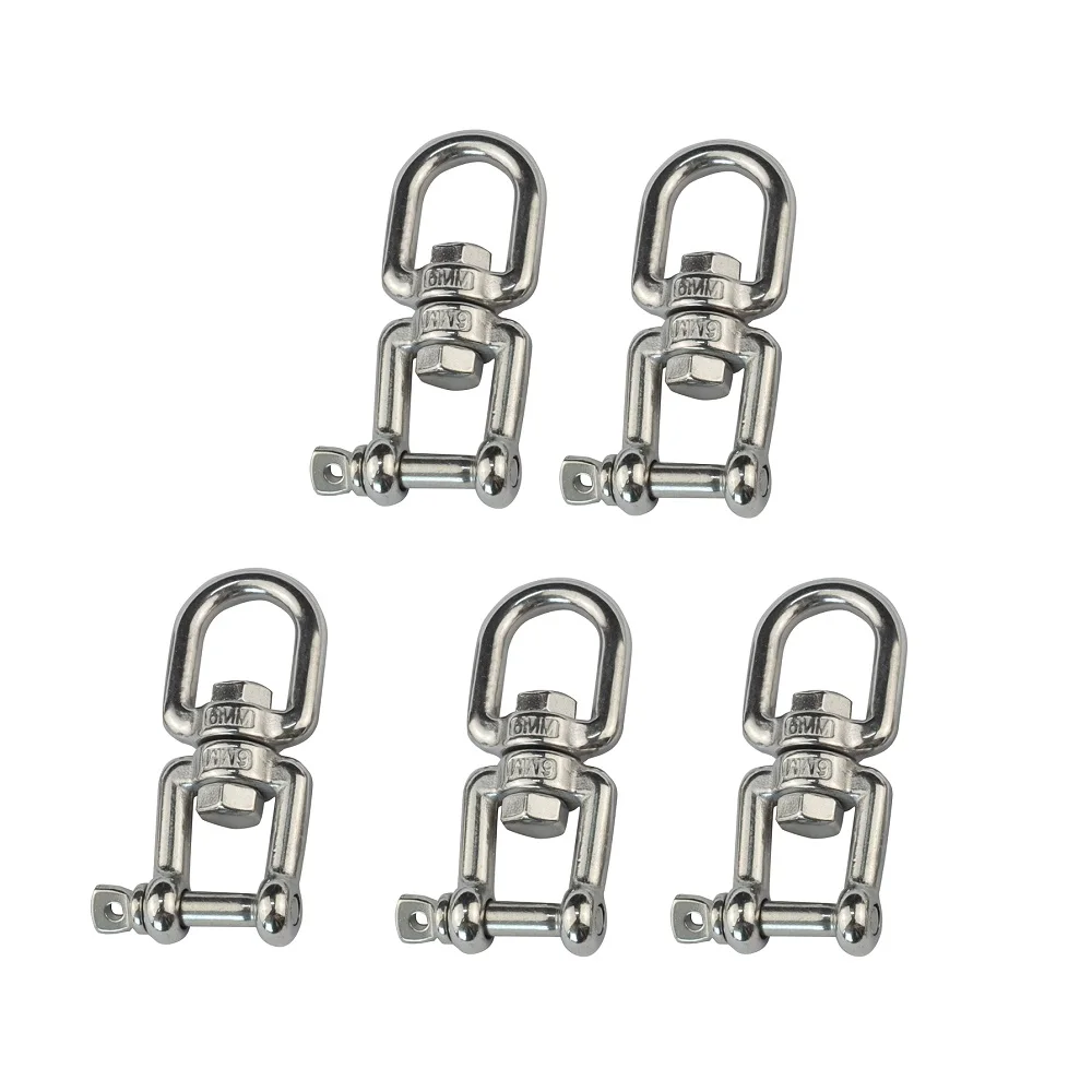 

5PCS Stainless Steel Double Eye Bolt Swivel Eye Hook Ring Chain Connector Joints 4mm 5mm 6mm 8mm 10mm For Marine Boat Anchor