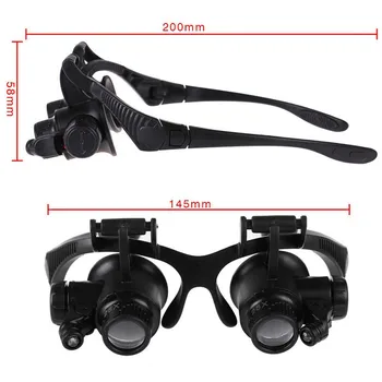 

8 Lens Magnifier Magnifying Eye Glass Loupe Jeweler Watch Repair with LED Light DEC889