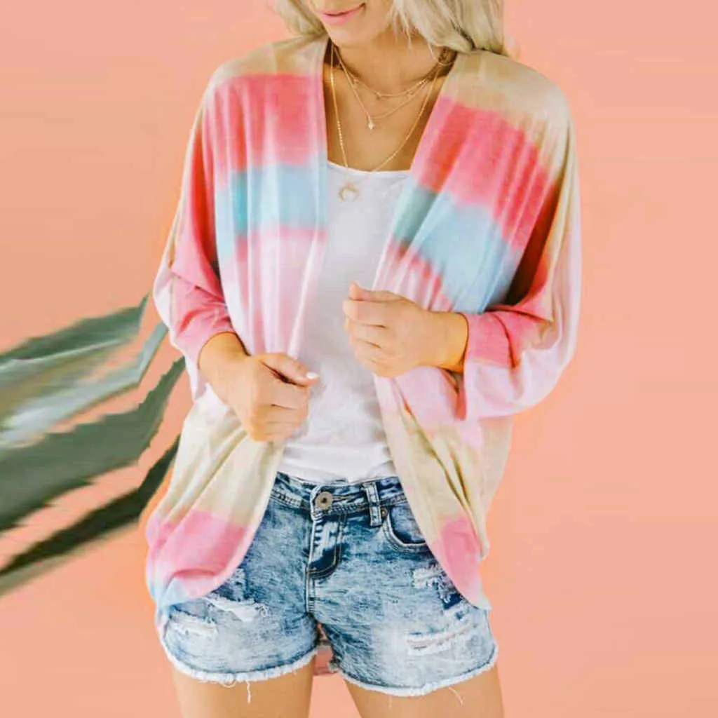 Fashion Women Cardigan Sweaters Ladies Autumn Winter Loose Stripe Print Long Sleeves Smock Blouses Knitted Coat Tops #4 |