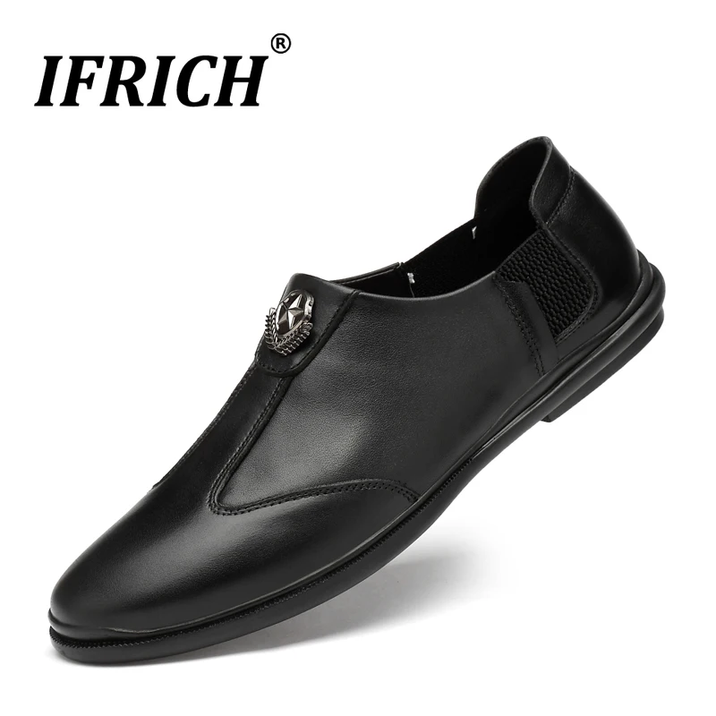 

Spring/Autumn Casual Men Shoes Genuine Leather Loafers Shoes Mens Black Brown Slip On Casual Sneakers Comfortable Drive Shoes
