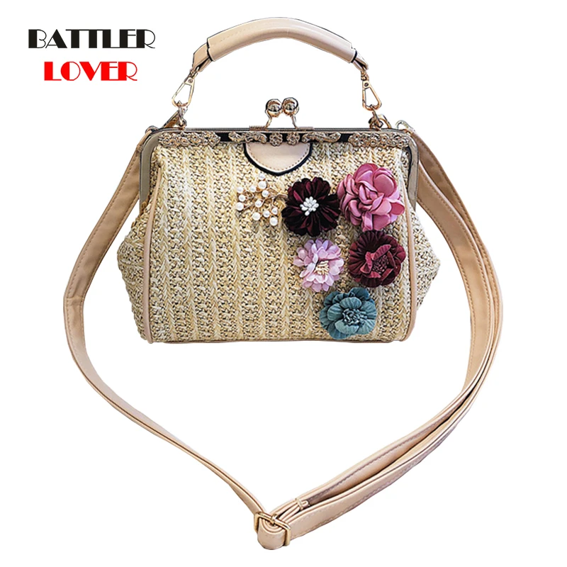 Women Vintage Rattan Handbag Straw Bags Lady Simple Weave Bag Handmade Casual Large Tote 2020 New Bohemian Summer Beach Female