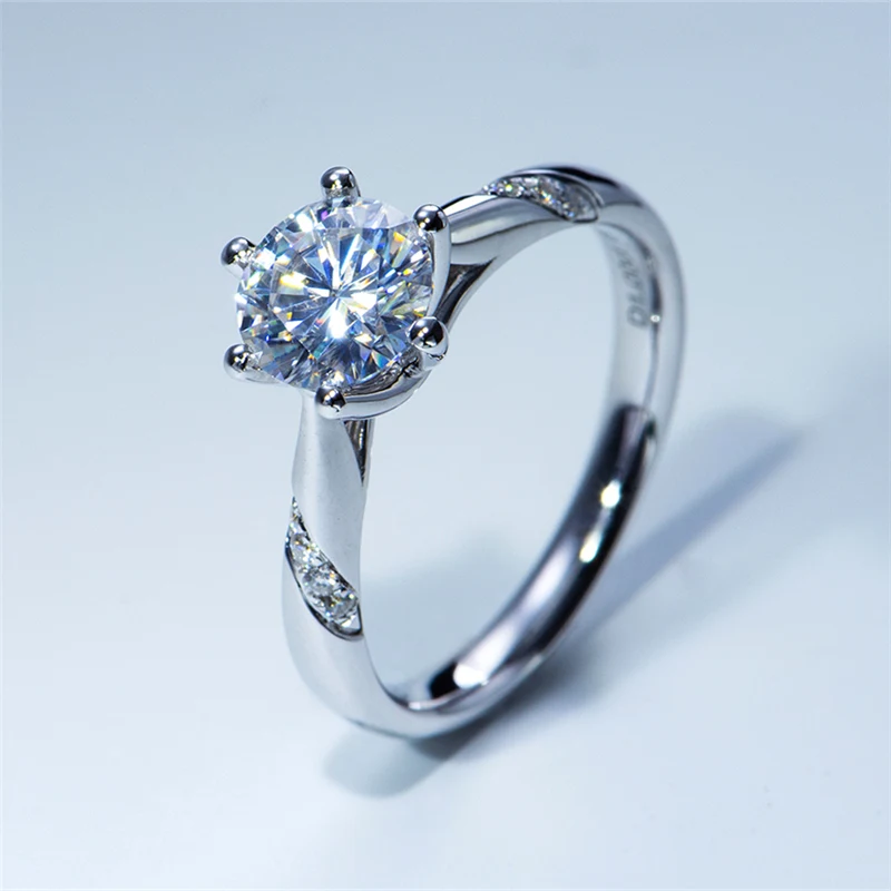 Кольцо для помолвки 18K белое золото 1ct 2ct 3ct круглое блестящее разрезаемое