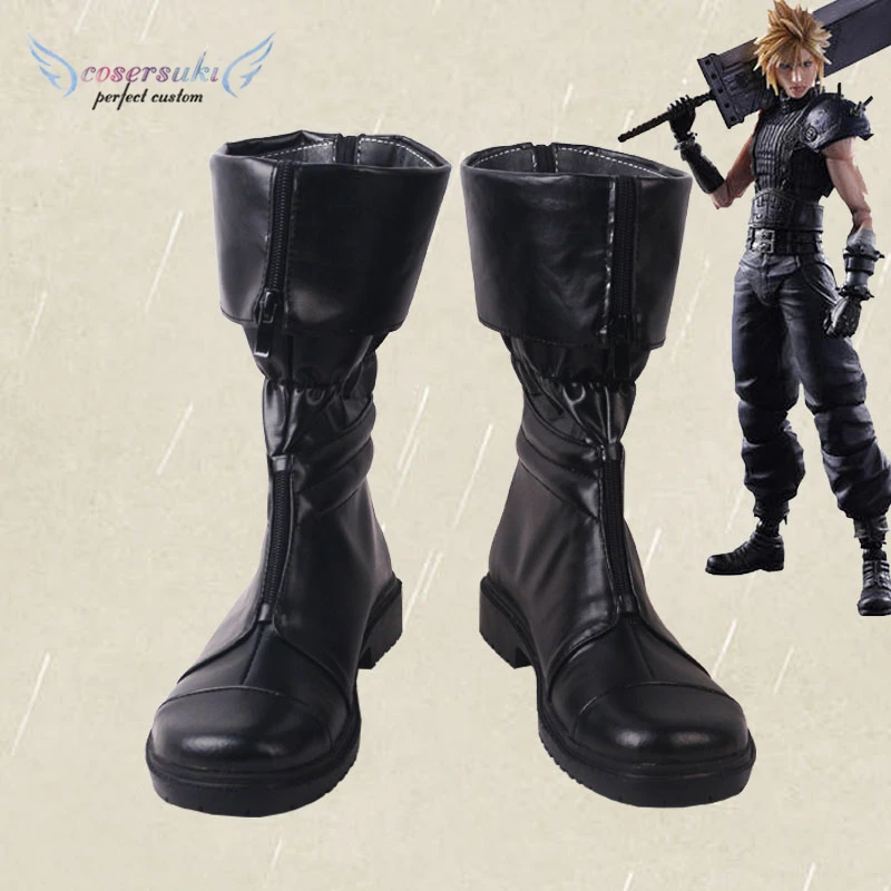 Stivali Cloud Strife Cosplay FF7 - Pelle PU, Nero - Foto 2