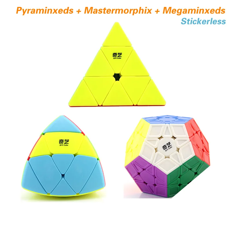 QiYi Pyraminxeds Megaminxeds SQ-1 Mastermorphix 3x3x3 магический куб, квадрат 1 Skewbes Pyramid speed Cube Пазлы игрушки подарок - Цвет: 3 Cubes-Stickerless