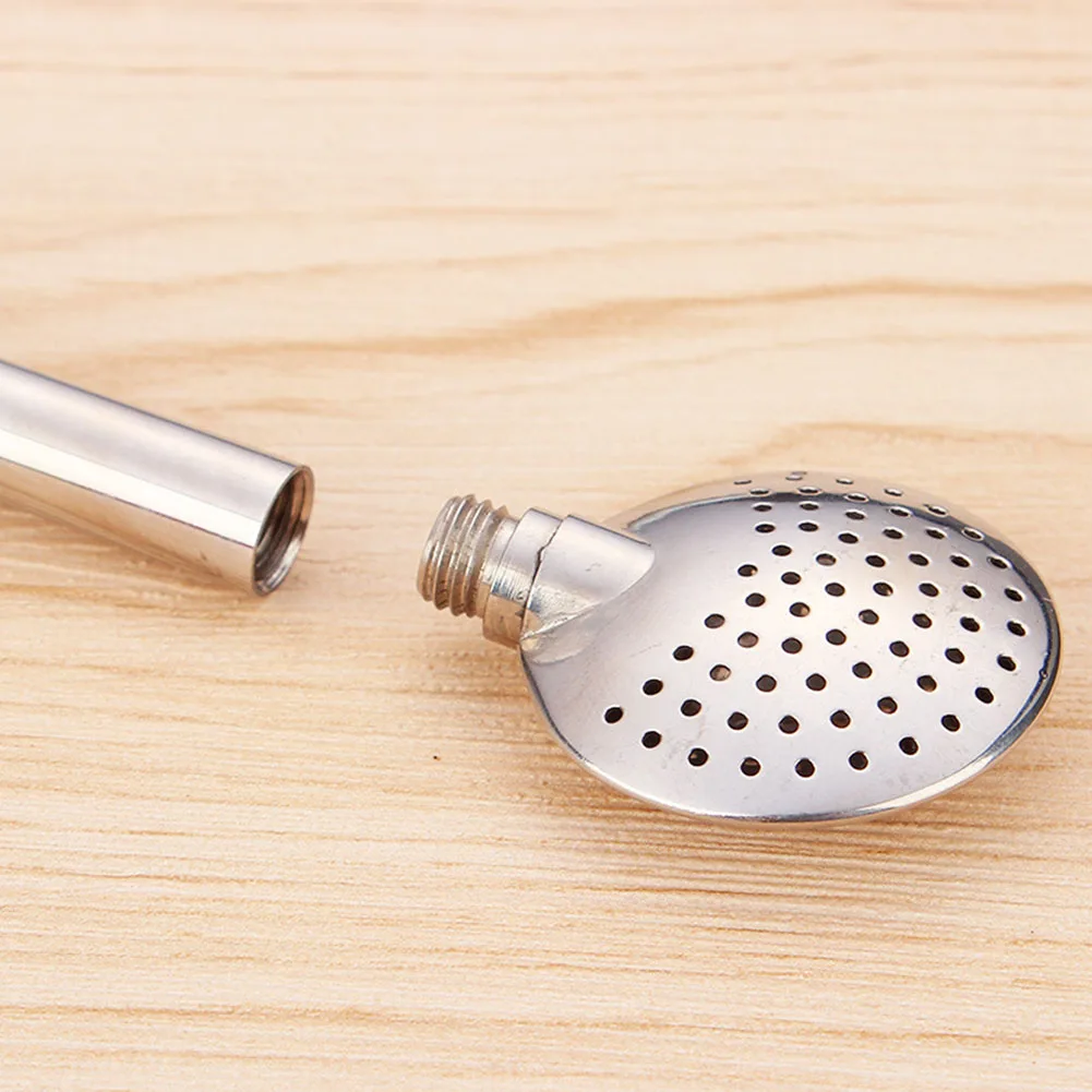Detachable Design Filter Straw Spoon Coffee Teaspoon Drinking Shaker Reusable With Brush Tableware Stirring Stainless Steel