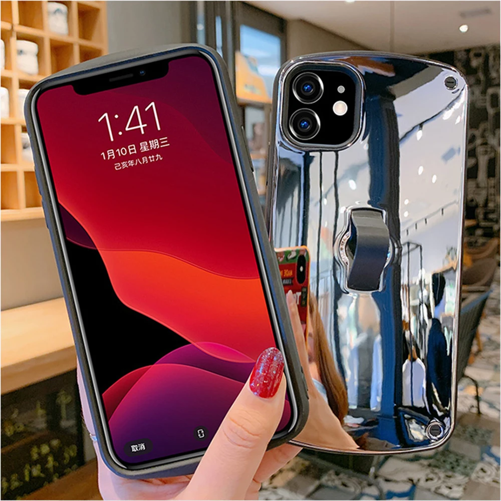 BFOLLOW зеркальный чехол для iPhone 11 Pro X XS Max XR 7 8 6 6S Plus Роскошный Жесткий Чехол-держатель с кольцом