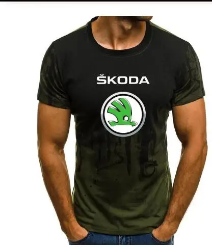 Брендовая Футболка с принтом для Skoda logo Летняя мужская футболка с коротким рукавом H