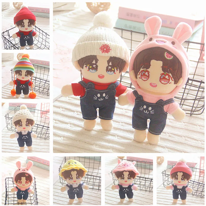 

Jean cat suspens pants clothes pants 20cm suit 20cm doll exo doll clothes hat eye mask doll accessories