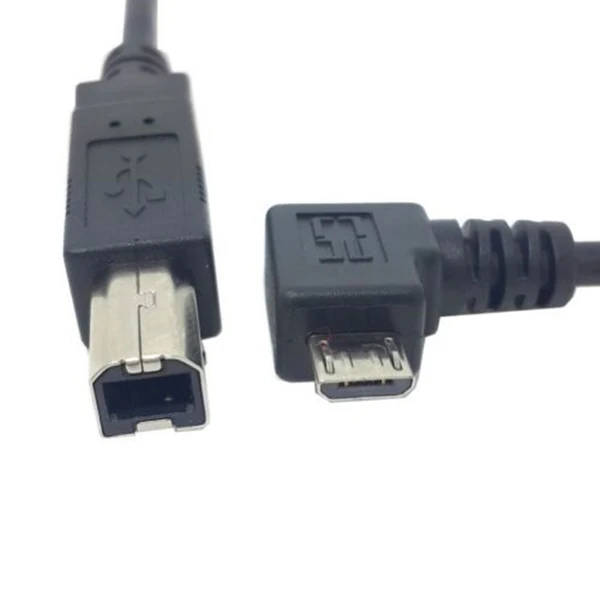 Левый угловой 90D Micro-USB OTG для стандартного USB B типа принтер сканер HD кабель DG