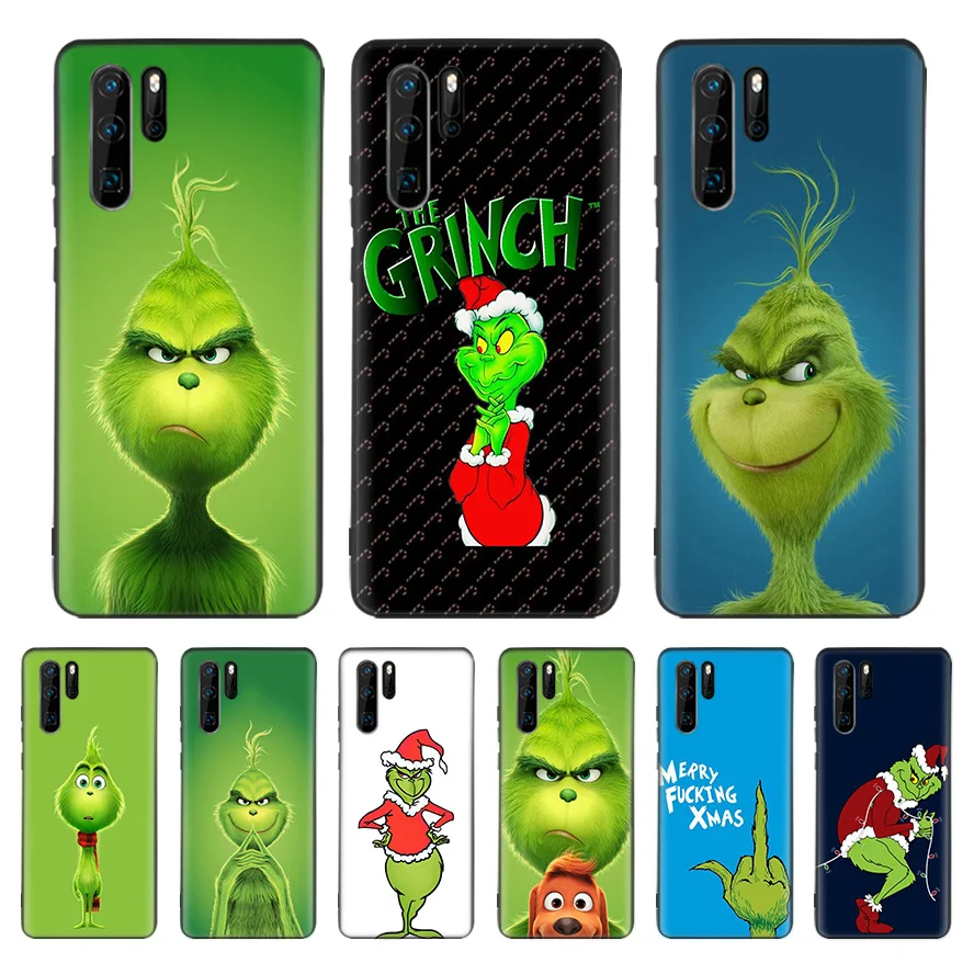 

Green Grinch Christmas Black Cover Phone Case For Huawei Mate 30 20 10 P30 P20 P10 Pro Lite P Smart Z 2019 Luxury Coque Shell