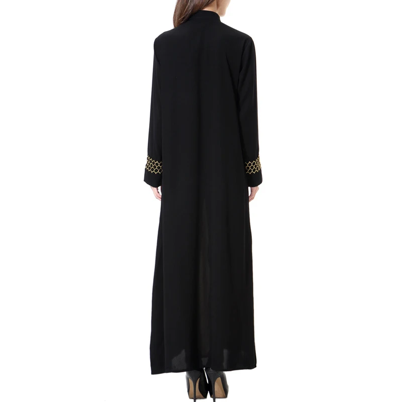 

Turkish Arab Patchwork Loose Casual Long Dress Women 2019 Autumn Muslim Abaya Vintage ISlamic Clothing Long Sleeves