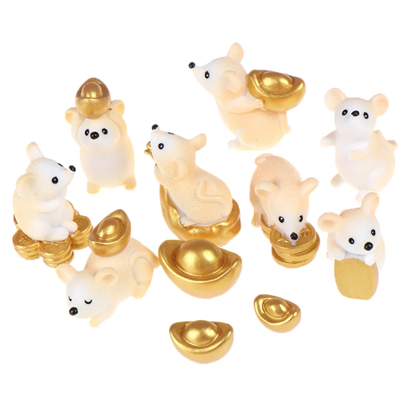 

3pcs/set Money Fortune Cartoon Mouse bear Ornaments Rich Mice Small Statue Little Figurine Crafts Cute Animal home Decoration