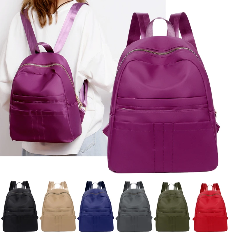 Women Nylon Backpack Female Knapsack School Bag For Girl Rucksack Double Zipper Fashion Shoulder Bag