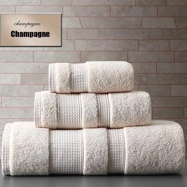 Champagne 41 набор плотных полотенец, одноцветные банные полотенца из хлопка для ванной комнаты, полотенце для душа для лица и для взрослых, домашний отель toalla de ducha - Цвет: Champagne