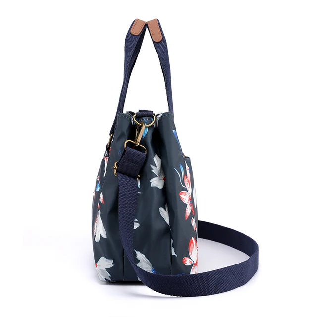 Fashion Floral Pattern Women Handbag High Quality Durable Waterproof Nylon Shoulder Bag 3 Layers Large Capacity Women Tote Bag 3