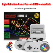 Retro gra wideo konsola z 621 klasyczne gry TV HDMI-kompatybilny 8 Bit przenośny odtwarzacz gier dwa kontrolery dla dzieci prezent