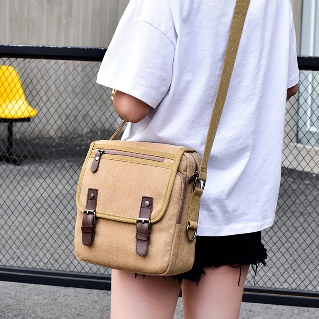 Multi-functional Men's Canvas Shoulder Crossbody Bag Large Capacity Messenger Bags Handbag Briescase Business Men Travel Bag
