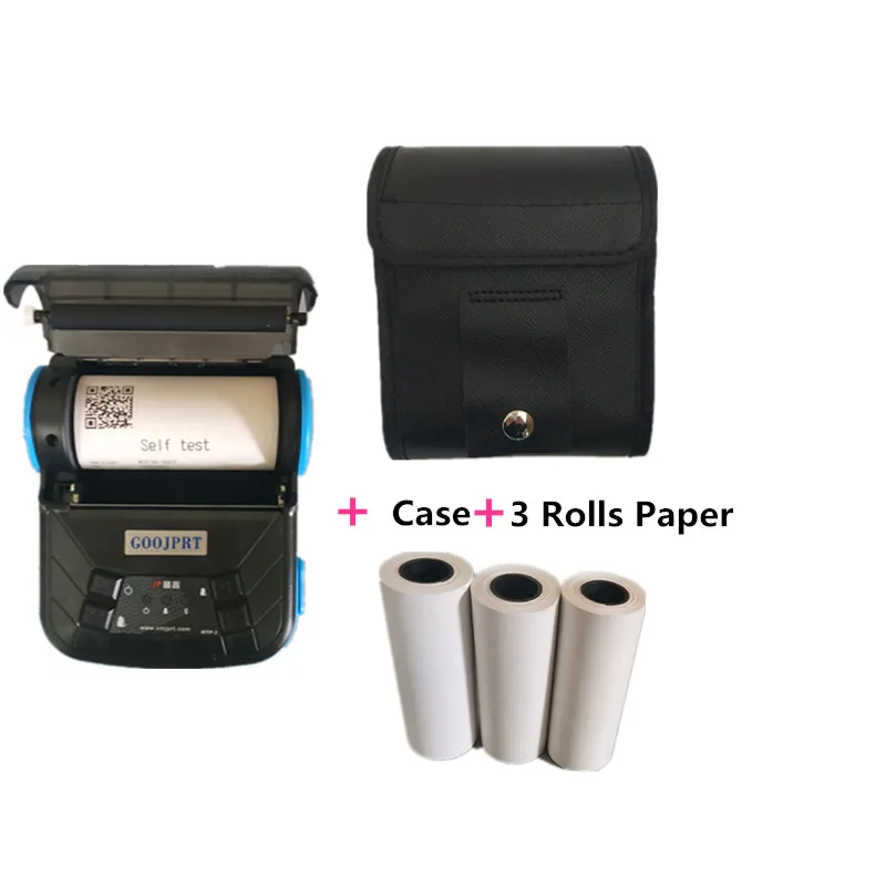 wireless 80mm portable thermal receipt printer and soft case and extra thermal paper